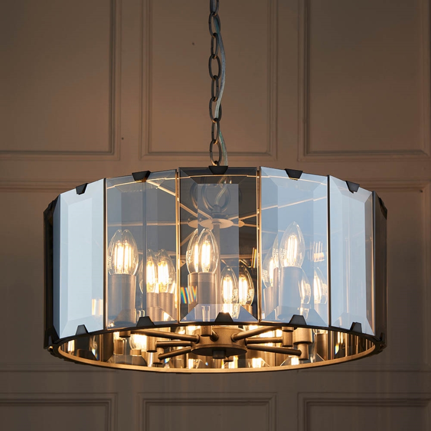 Endon 61294 - Luster na lancu CLOONEY 8xE14/40W/230V crno/dimno