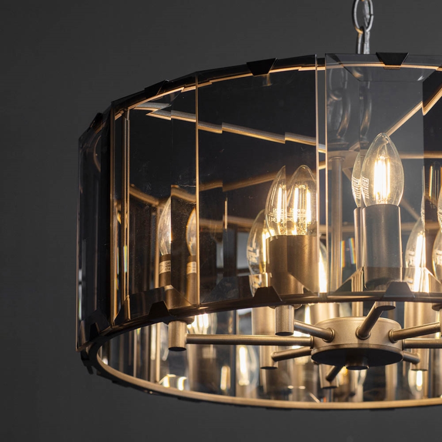 Endon 61294 - Luster na lancu CLOONEY 8xE14/40W/230V crno/dimno