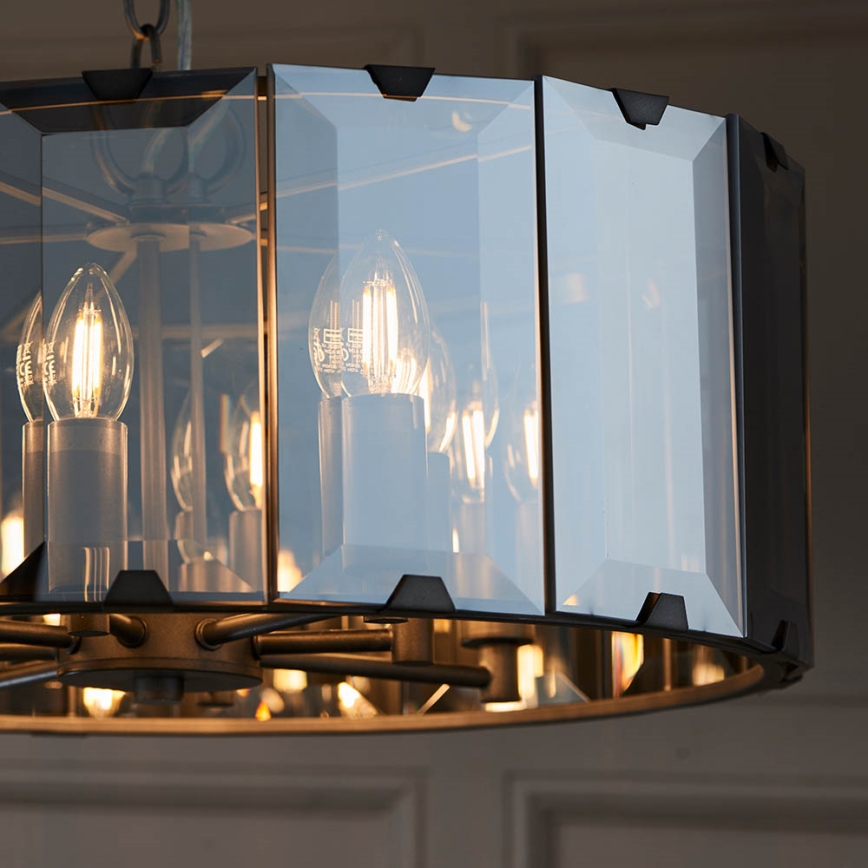 Endon 61294 - Luster na lancu CLOONEY 8xE14/40W/230V crno/dimno