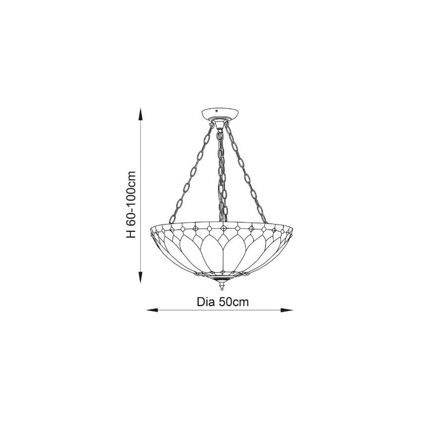 Endon 63976 - Luster na lancu BROOKLYN 3xE27/60W/230V prečnik 50 cm