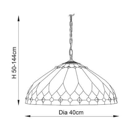 Endon 63977 - Luster na lancu BROOKLYN 1xE27/60W/230V prečnik 40 cm