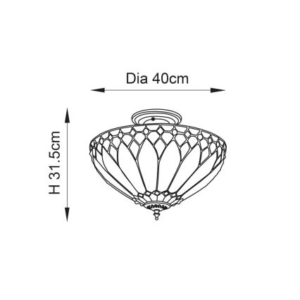 Endon 63978 - Nadgradni luster BROOKLYN 3xE27/60W/230V pr. 40 cm