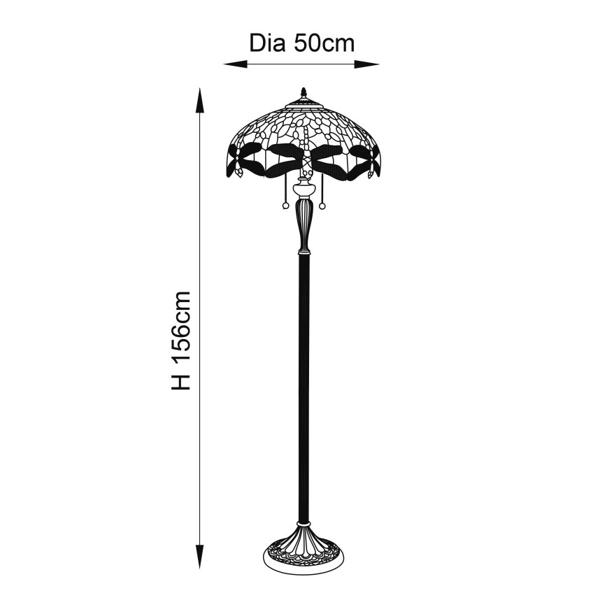 Endon 64070 - Podna lampa DRAGONFLY 2xE27/60W/230V, prečnik 50 cm