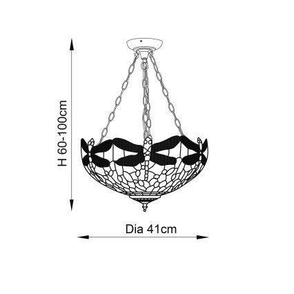 Endon 64075 - Luster na lancu DRAGONFLY 3xE27/60W/230V pr. 41 cm