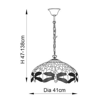 Endon 64080 - Viseći luster na lancu DRAGONFLY 3xE27/60W/230V, prečnik 41 cm