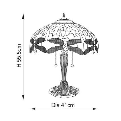Endon 64085 - Stona lampa DRAGONFLY 2xE27/60W/230V, prečnik 41 cm