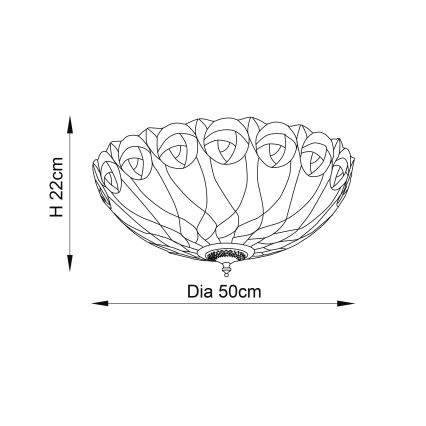 Endon 64173 - Plafonsko svetlo HUTCHINSON 2xE27/60W/230V, prečnik 50 cm