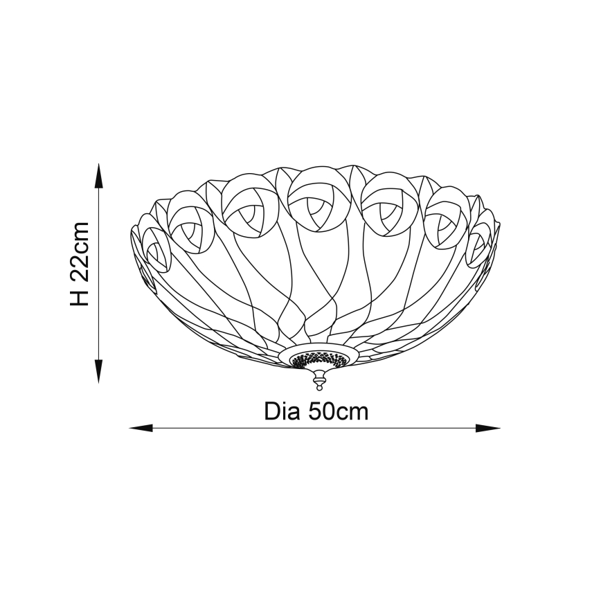 Endon 64173 - Plafonsko svetlo HUTCHINSON 2xE27/60W/230V, prečnik 50 cm