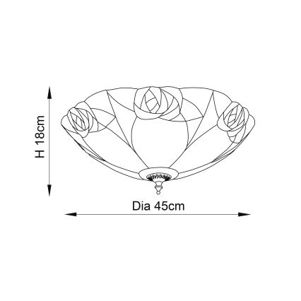 Endon 64182 - Plafonsko svetlo INGRAM 2xE27/60W/230V prečnik 45 cm