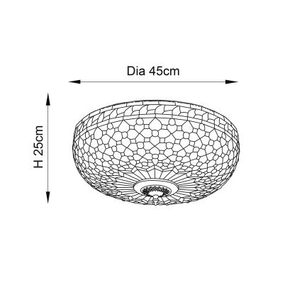 Endon 64276 - Plafonska svetiljka MILLE FEUX 2xE27/60W/230V Ø 45 cm