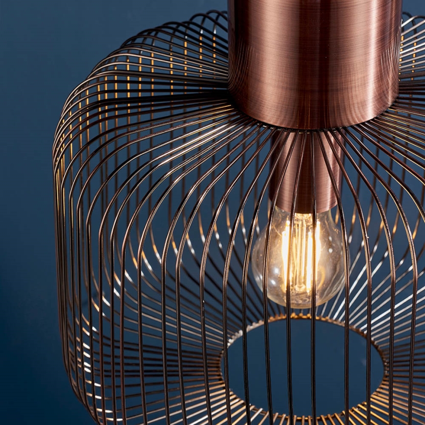 Endon 68986 - Luster na sajli NICOLA 1xE27/40W/230V u bakarnoj boji