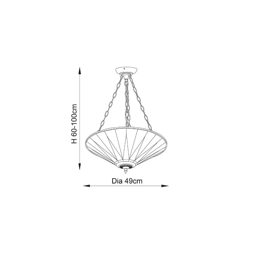 Endon 70754 - Luster na lancu DARK STAR 3xE27/60W/230V, prečnik 49 cm