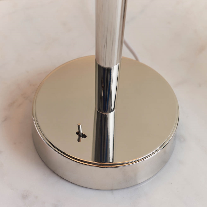 Endon 72175 - Stona lampa sa USB portom SYON 1xE14/40W/230V sjajni hrom/bež