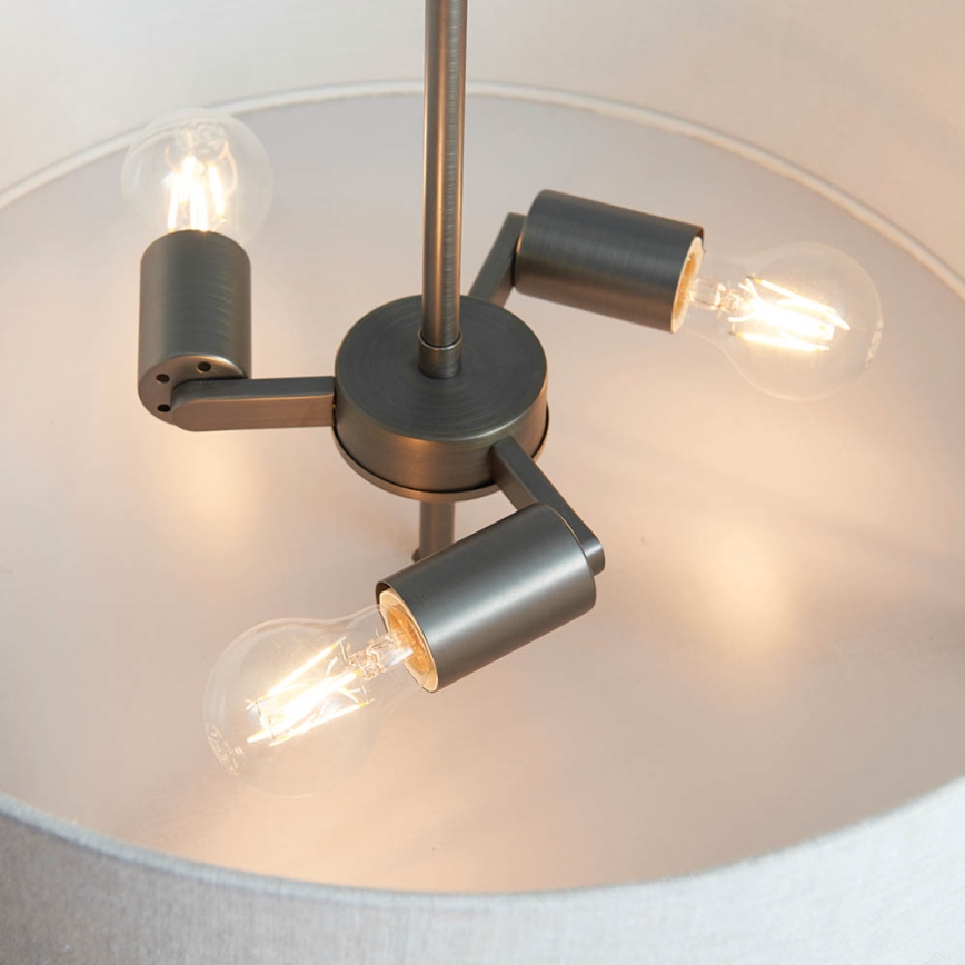 Endon 72635 - Viseći luster HAYFIELD 3xE27/40W/230V mat krom/sivo
