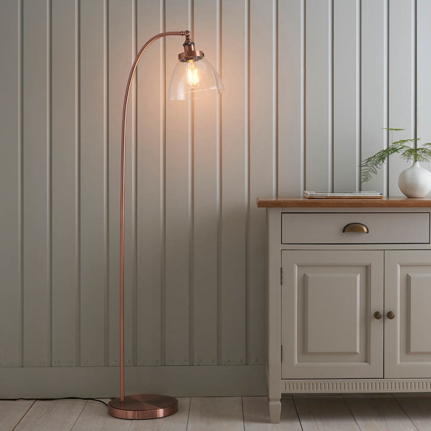 Endon 77862 - Podna lampa HANSEN 1xE27/40W/230V bakarna