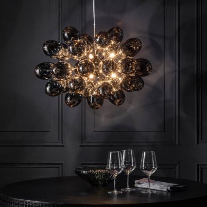 Endon 80124 - Luster na sajli INFINITY 8xG9/28W/230V crno/dimno