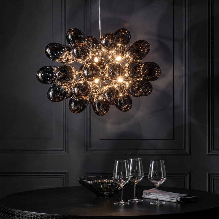 Endon 80124 - Luster na sajli INFINITY 8xG9/28W/230V crno/dimno