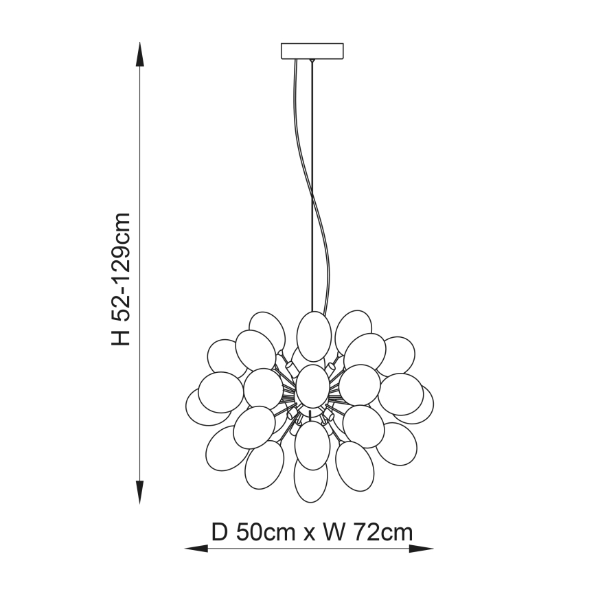 Endon 80124 - Luster na sajli INFINITY 8xG9/28W/230V crno/dimno