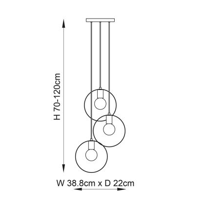 Endon 81922 - Luster na sajli HOOP 3xE27/40W/230V zlatna/bakarna/mat hrom