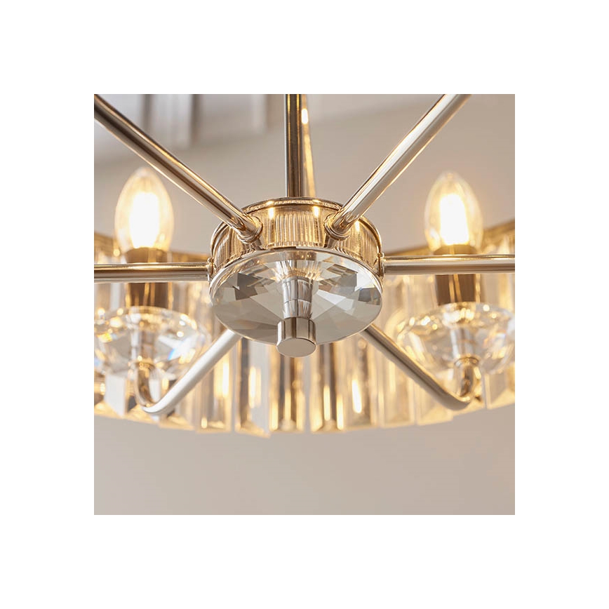 Endon 90263 - Luster na lancu CHESTERFIELD 6xE14/6W/230V prečnik 55 cm sjajni hrom