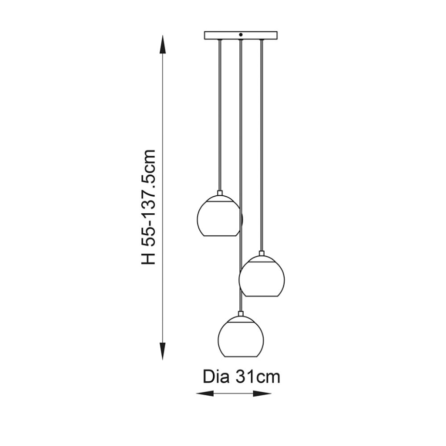 Endon 91971 - Luster na sajli DIMPLE 3xE14/7W/230V zlatna/zadimljena bež