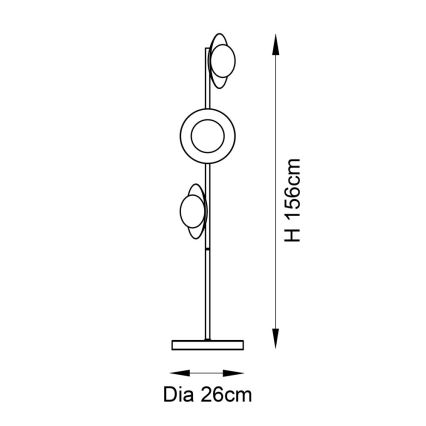 Endon 92039 - Podna lampa RUFFLE 3xG9/3W/230V crna/zlatna
