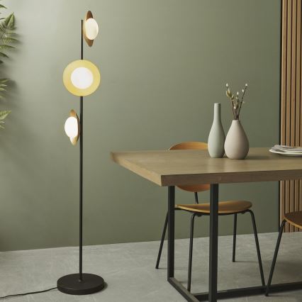 Endon 92039 - Podna lampa RUFFLE 3xG9/3W/230V crno/zlatna