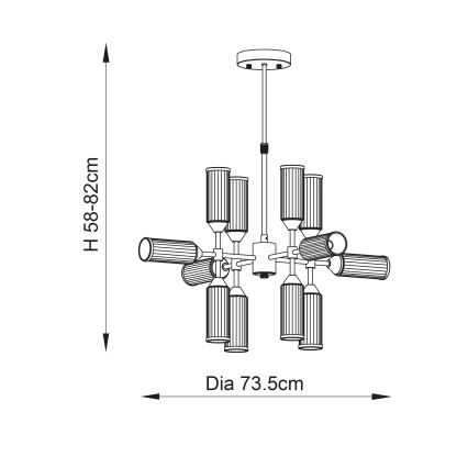 Endon 92214 - Luster na šipki TOUR 12xG9/3W/230V mesing