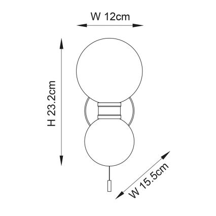 Endon 93523 - Kupatilsko zidno svetlo PULSA 2xG9/3W/230V IP44 crna