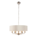 Endon 94357 - Luster na lancu HIGHCLERE 6xE14/40W/230V, prečnika 55 cm, bež/matni hrom