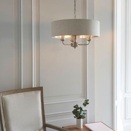 Endon 94361 - Luster na lancu HIGHCLERE 3xE14/40W/230V bež/mat krom
