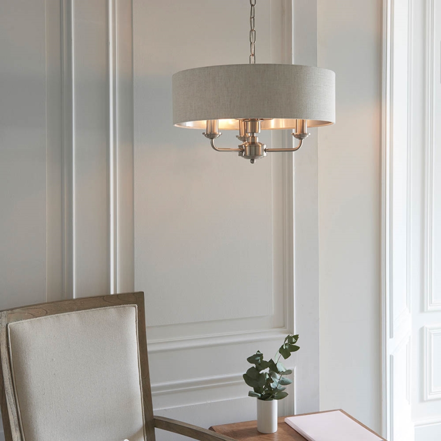 Endon 94361 - Luster na lancu HIGHCLERE 3xE14/40W/230V bež/mat krom