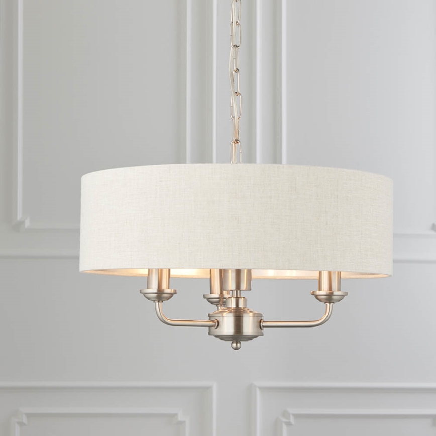 Endon 94361 - Luster na lancu HIGHCLERE 3xE14/40W/230V bež/mat krom