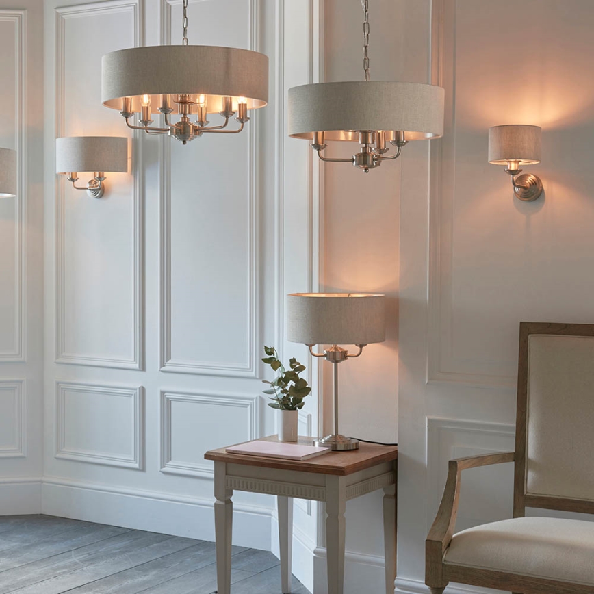 Endon 94361 - Luster na lancu HIGHCLERE 3xE14/40W/230V bež/mat krom