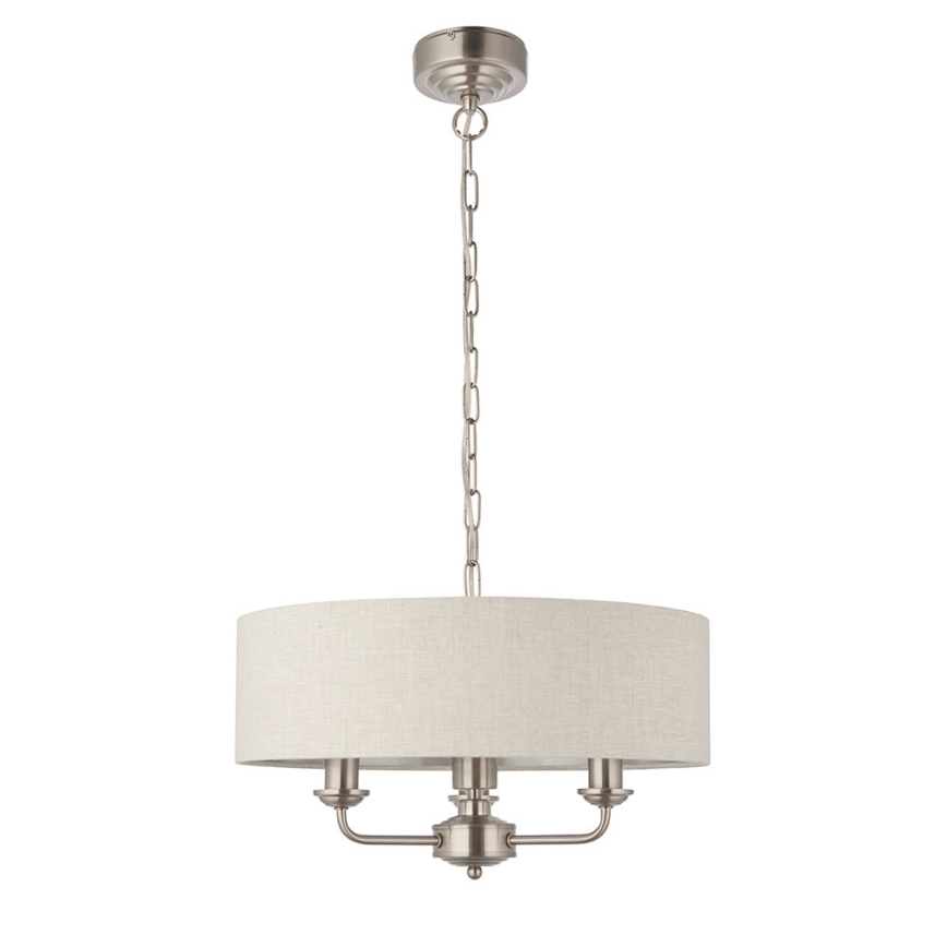 Endon 94361 - Luster na lancu HIGHCLERE 3xE14/40W/230V bež/mat krom