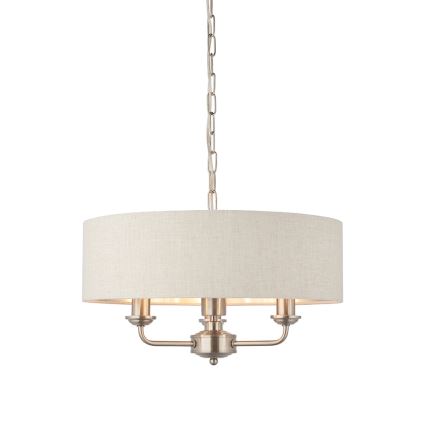 Endon 94361 - Luster na lancu HIGHCLERE 3xE14/40W/230V bež/mat krom