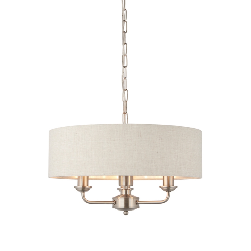 Endon 94361 - Luster na lancu HIGHCLERE 3xE14/40W/230V bež/mat krom