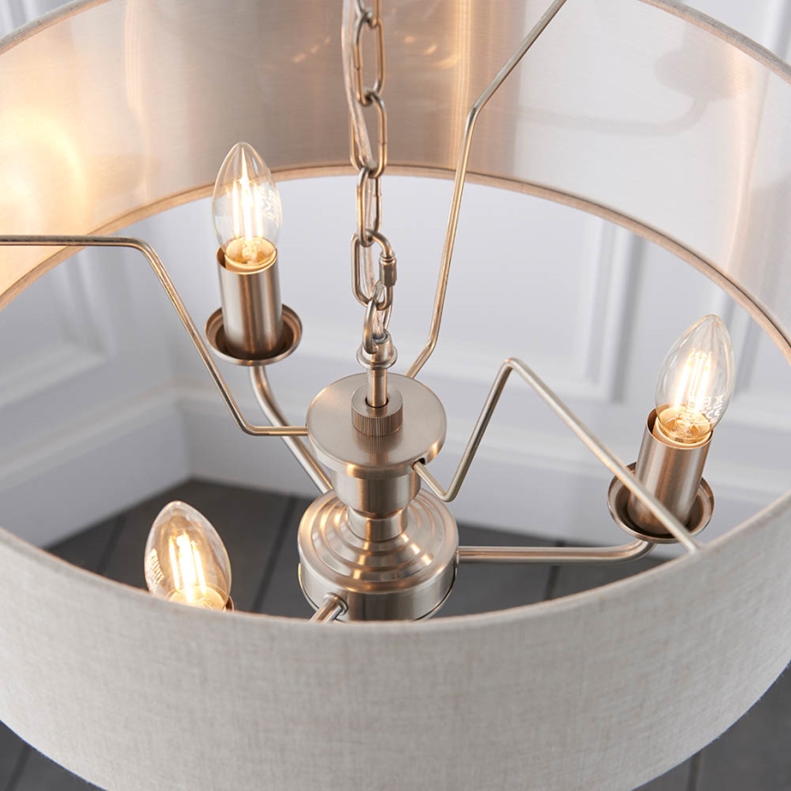 Endon 94361 - Luster na lancu HIGHCLERE 3xE14/40W/230V bež/mat krom