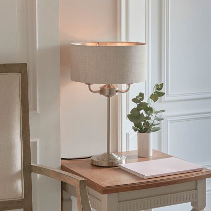 Endon 94369 - Stona lampa HIGHCLERE 3xE14/18W/230V bež/mat krom