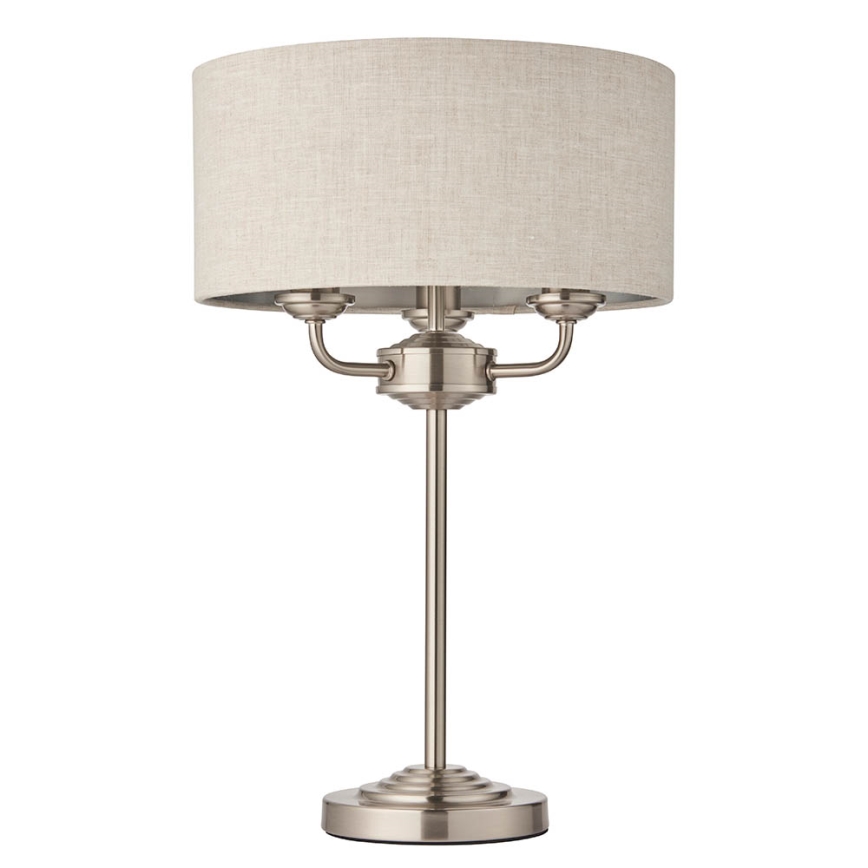 Endon 94369 - Stona lampa HIGHCLERE 3xE14/18W/230V bež/mat krom