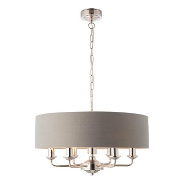Endon 94373 - Luster na lancu HIGHCLERE 6xE14/40W/230V siva/sjajni hrom, prečnik 35 cm