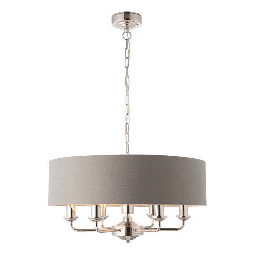 Endon 94373 - Luster na lancu HIGHCLERE 6xE14/40W/230V sivo/sjajni krom