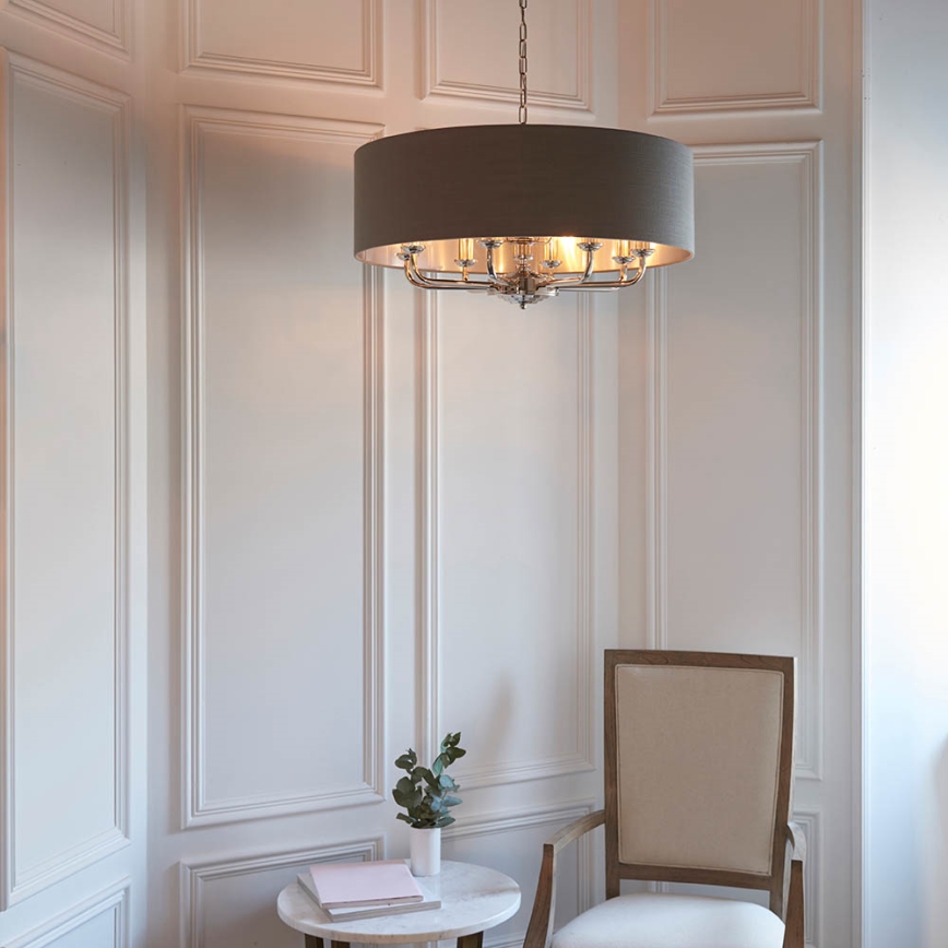 Endon 94373 - Luster na lancu HIGHCLERE 6xE14/40W/230V sivo/sjajni krom