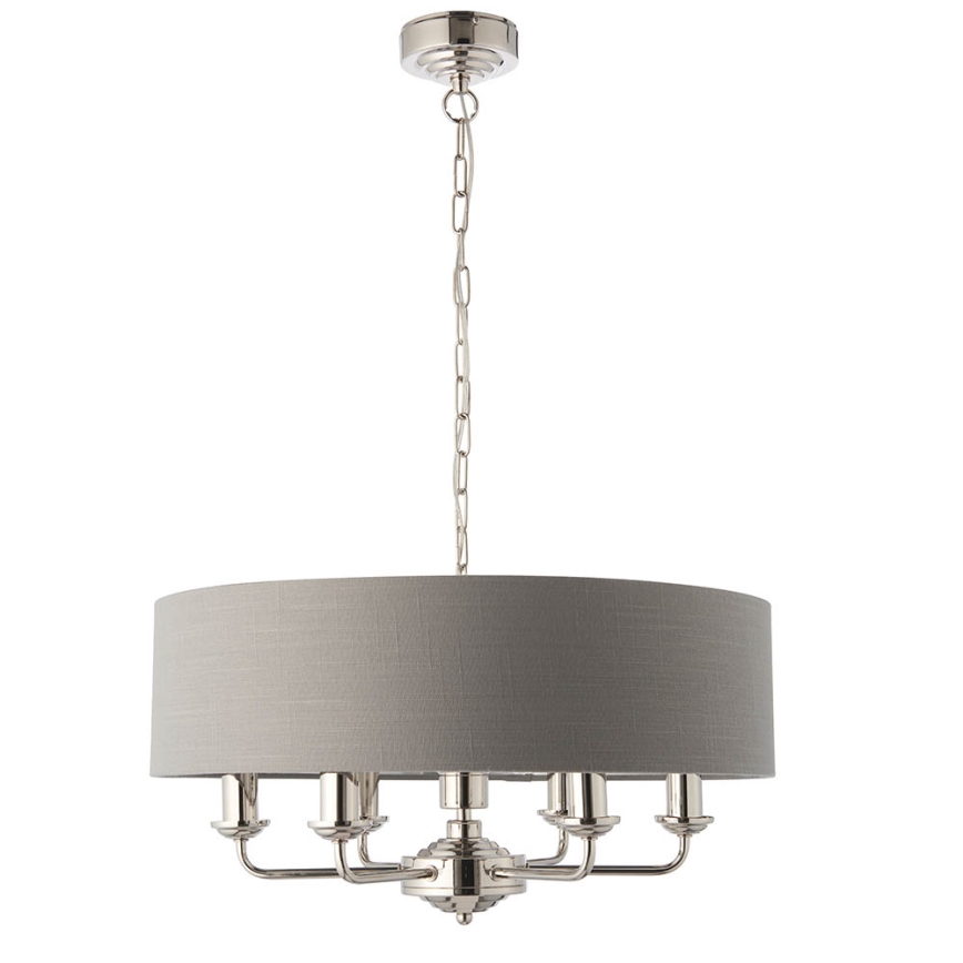 Endon 94373 - Luster na lancu HIGHCLERE 6xE14/40W/230V sivo/sjajni krom