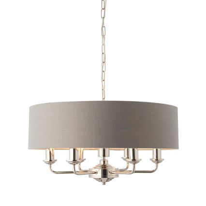 Endon 94373 - Luster na lancu HIGHCLERE 6xE14/40W/230V sivo/sjajni krom