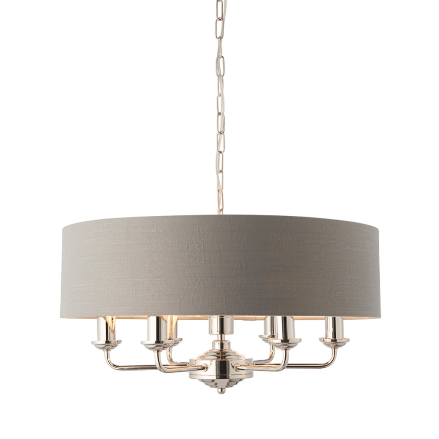 Endon 94373 - Luster na lancu HIGHCLERE 6xE14/40W/230V sivo/sjajni krom