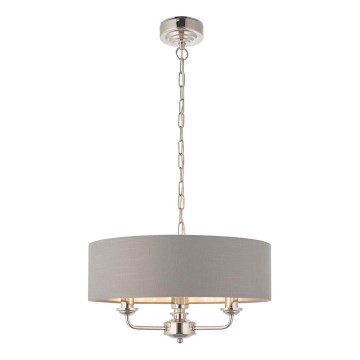 Endon 94377 - Luster na lancu HIGHCLERE 3xE14/40W/230V siva/sjajni hrom, prečnik 45 cm