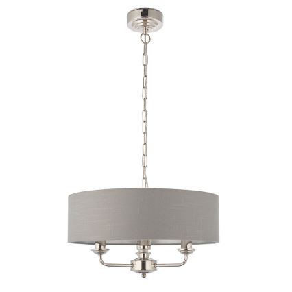 Endon 94377 - Luster na lancu HIGHCLERE 3xE14/40W/230V sivo/sjajni krom