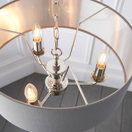 Endon 94377 - Luster na lancu HIGHCLERE 3xE14/40W/230V sivo/sjajni krom