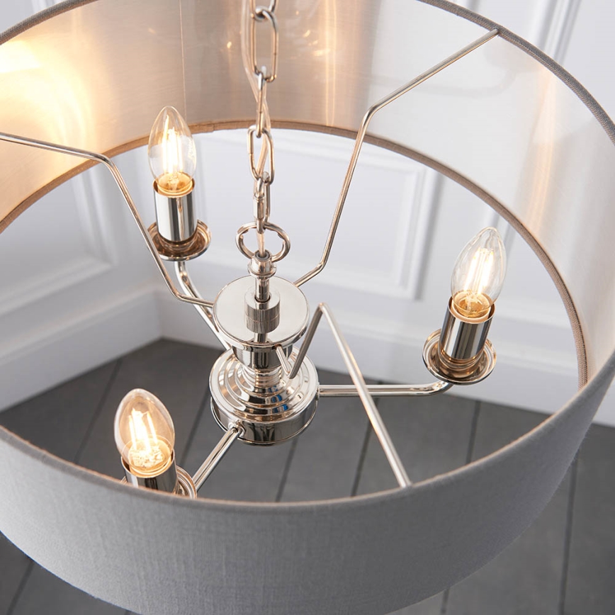 Endon 94377 - Luster na lancu HIGHCLERE 3xE14/40W/230V sivo/sjajni krom